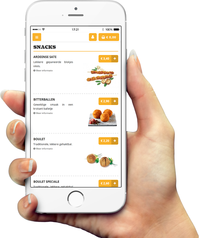 Voorbeeld van onze app op smartphone Voorbeeld van onze app op smartphone